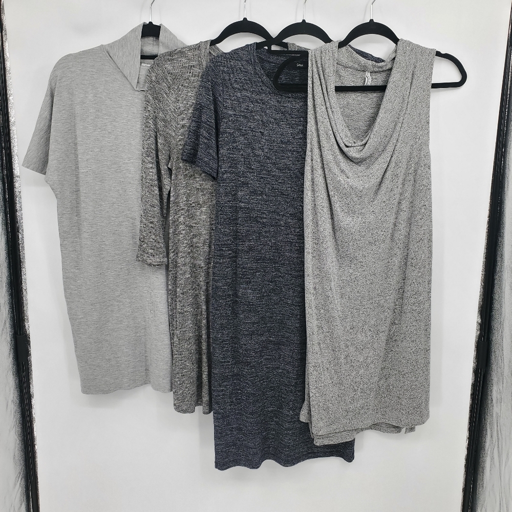 ☆☆ Bundle Lot of Four Heather Gray Knit Midi Dresses Size Small